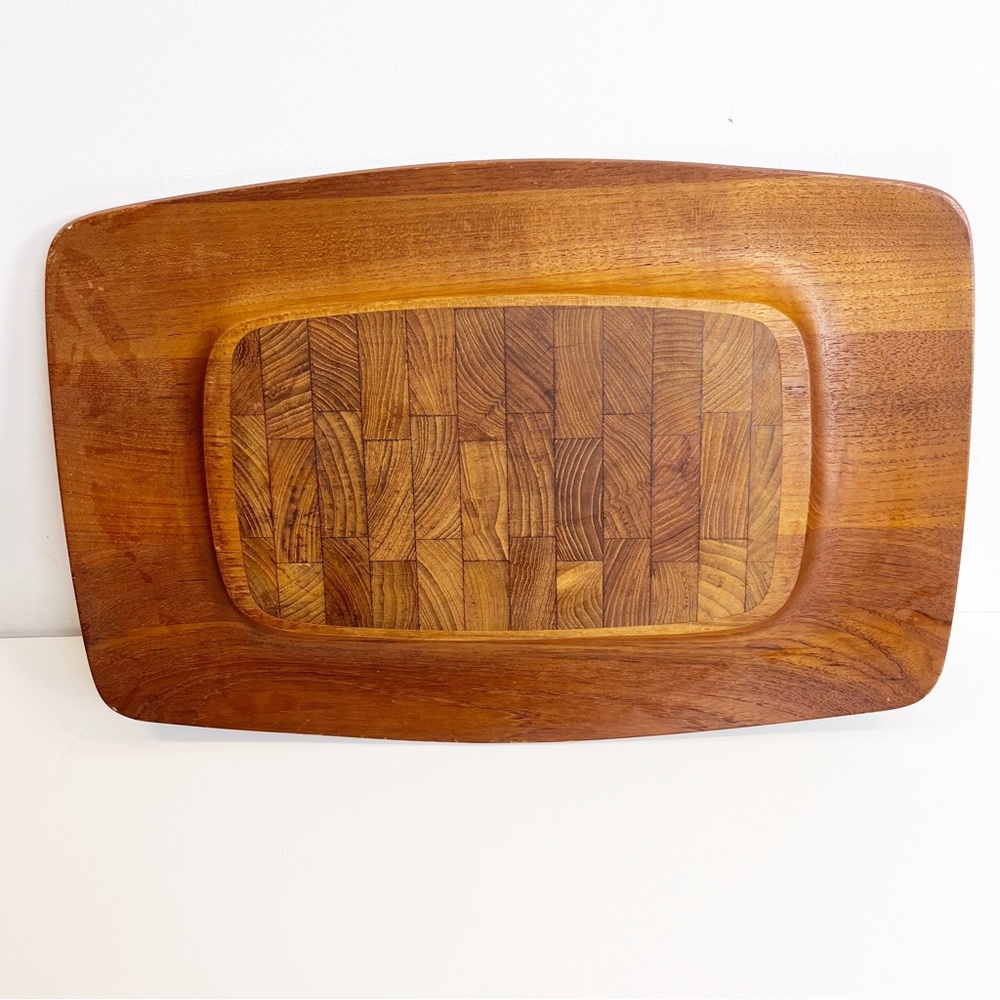 Dansk Wooden Serving Platter in Warm Brown Tones